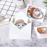 6pcs Diamond Art Painting Kit Greeting Card, Rabbit 5D DIY Diamond Handmade Holiday Greeting Card with Envelope, Christmas Gift Congratulations