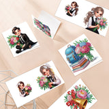 6pcs Diamond Painting Kit Greeting Card, Book Lady 5D DIY Diamond Handmade Holiday Greeting Card with Envelope, Christmas Gift Congratulation