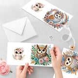 6pcs Diamond Painting Kit Greeting Card, Owl 5D DIY Diamond Handmade Holiday Greeting Card with Envelope, Christmas Gift Congratulation