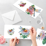 6pcs Diamond Painting Kit Greeting Card, Dragonfly Lotus 5D DIY Diamond Handmade Holiday Greeting Card with Envelope, Christmas Gift Congratulation