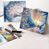 6 pcs Diamond Art Painting Greeting Card, Elegant Temperament Ladies 5D DIY Special Shape Diamond Card Creative Gift, Christmas Thanksgiving Greeting Card Congratulation