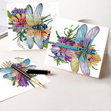 6pcs Diamond Painting Kit Greeting Card, Dragonfly 5D DIY Diamond Handmade Holiday Greeting Card with Envelope, Christmas Gift Congratulation