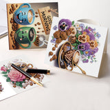 6pcs Diamond Art Painting Kit Greeting Card, Rose Sun Coffee Mug 5D DIY Special Shape Diamond Greeting Card Creative Gifts, Christmas Thanksgiving Greeting Card Congratulation