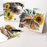 6pcs Diamond Painting Kit Greeting Card, Cat Sunflower 5D DIY Diamond Handmade Holiday Greeting Card with Envelope, Christmas Gift Congratulation