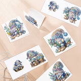 6pcs Diamond Painting Kit Greeting Card, Flower Gnome 5D DIY Diamond Handmade Holiday Greeting Card with Envelope, Christmas Gift Congratulation