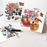 6 pcs Diamond Art Painted Greeting Card, Flower Meadow 5D DIY Special Shape Diamond Card Creative Gift, Christmas Thanksgiving Greeting Card Congratulation