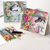 6pcs Diamond Art Painting Kit Greeting Card, Flower Horse 5D DIY Special Shape Diamond Greeting Card Creative Gift, Christmas Thanksgiving Greeting Card Congratulation