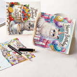6 Pieces Diamond Art Painted Greeting Cards, Flower Basket Gift Butterfly 5D DIY Special Shape Diamond Card Creative Gifts, Christmas Thanksgiving Greeting Card Congratulation