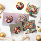 6pcs Diamond Painting Kit Greeting Card, Rose Bouquet 5D DIY Diamond Handmade Holiday Greeting Card with Envelope, Christmas Gift Congratulation