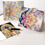 6pcs Diamond Art Painting Kit Greeting Card, Rainbow Lotus 5D DIY Special Shape Diamond Greeting Card Creative Gifts, Christmas Thanksgiving Greeting Card Congratulation