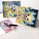 6pcs Diamond Art Painting Set Greeting Card, Colourful Dinosaur 5D DIY Special Shape Diamond Greeting Card Creative Gifts, Christmas Thanksgiving Greeting Card Congratulation