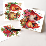 6pcs Diamond Art Painting Set Greeting Card, Joyful Birdie 5D DIY Special Shape Diamond Greeting Card Creative Gifts, Christmas Thanksgiving Day Greeting Card Congratulation