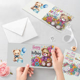 6pcs Diamond Painting Kit Greeting Card, Birthday Bear 5D DIY Diamond Handmade Holiday Greeting Card with Envelope, Christmas Gift Congratulation