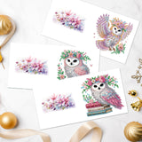 6pcs Diamond Art Painting Kit Greeting Card, Wreath Owl 5D DIY Special Shape Diamond Greeting Card Creative Gifts, Christmas Thanksgiving Greeting Card Congratulation