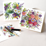 6 pcs Diamond Art Painted Greeting Card, Vase Beautiful Flowers 5D DIY Special Shape Diamond Card Creative Gift, Christmas Thanksgiving Greeting Card Congratulation