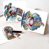 6pcs Diamond Art Painting Set Greeting Cards, Sea Life Gnomes 5D DIY Special Shape Diamond Greeting Cards Creative Gifts, Christmas Thanksgiving Greeting Cards Congratulation