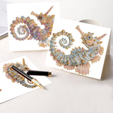 6pcs Diamond Art Painting Set Greeting Card, Hippocampus 5D DIY Special Shape Diamond Greeting Card Creative Gifts, Christmas Thanksgiving Greeting Card Congratulation