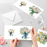 6pcs Diamond Painting Kit Greeting Card, White Chrysanthemum 5D DIY Diamond Handmade Holiday Greeting Card with Envelope, Christmas Gift Congratulation