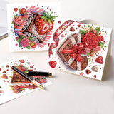 6 pcs Diamond Art Painted Greeting Card, Candle Fawn 5D DIY Special Shape Diamond Card Creative Gift, Christmas Thanksgiving Greeting Card Congratulation