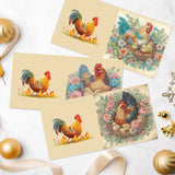 6pcs Diamond Art Painting Kit Greeting Card, Hens Laying Eggs 5D DIY Special Shape Diamond Greeting Card Creative Gifts, Christmas Thanksgiving Greeting Card Congratulation