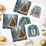 6pcs Diamond Art Painting Kit Greeting Cards, Animal Gnomes Christmas Clothes 5D DIY Special Shape Diamond Greeting Cards Creative Gifts, Christmas Thanksgiving Greeting Cards Congratulation