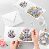 6pcs Diamond Painting Kit Greeting Card, Bow Bear 5D DIY Diamond Handmade Holiday Greeting Card with Envelope, Christmas Gift Congratulation