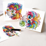 6pcs Diamond Art Painting Kit Greeting Card, Rainbow Colour Big Eye Chick 5D DIY Special Shape Diamond Greeting Card Creative Gift, Christmas Thanksgiving Greeting Card Congratulation