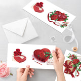 6pcs Diamond Painting Kit Greeting Card, Love Red Rose 5D DIY Diamond Handmade Holiday Greeting Card with Envelope, Christmas Gift Congratulation