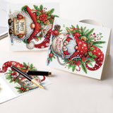 6 pcs Diamond Art Painting Kit Greeting Card, Winter Christmas Tree Bear Fine Glitter Greeting Card 5D DIY Special Shape Diamond Card Creative Gift, Holiday Gift Congratulation