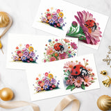 6pcs Diamond Art Painting Kit Greeting Card, Bugs in Flowers 5D DIY Special Shape Diamond Greeting Card Creative Gifts, Christmas Thanksgiving Greeting Card Congratulation