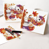 6pcs Diamond Art Painting Set Greeting Card, Maple Leaf Pony 5D DIY Special Shape Diamond Greeting Card Creative Gifts, Christmas Thanksgiving Greeting Card Congratulation