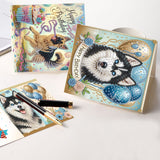 6pcs Diamond Art Painting Kit Greeting Card, Puppy Balloon 5D DIY Special Shape Diamond Greeting Card Creative Gifts, Christmas Thanksgiving Greeting Card Congratulation