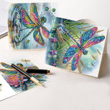 6pcs Diamond Art Painting Kit Greeting Card, Dragonfly 5D DIY Special Shape Diamond Greeting Card Creative Gifts, Christmas Thanksgiving Greeting Card Congratulation