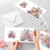 6pcs Diamond Painting Kit Greeting Card, Castle Balloon 5D DIY Diamond Handmade Holiday Greeting Card with Envelope, Christmas Gift Congratulation