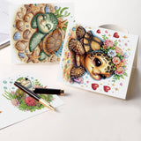 6 pcs Diamond Art Painted Greeting Card, Beach Turtle 5D DIY Special Shape Diamond Card Creative Gift, Christmas Thanksgiving Greeting Card Congratulation