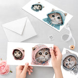 6pcs Diamond Painting Kit Greeting Card, Hat Cat 5D DIY Diamond Handmade Holiday Greeting Card with Envelope, Christmas Gift Congratulation