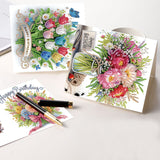 6pcs Diamond Art Painting Kit Greeting Card, Flower Horse 5D DIY Special Shape Diamond Greeting Card Creative Gift, Christmas Thanksgiving Greeting Card Congratulation