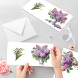 6pcs Diamond Painting Kit Greeting Card, Violet Flower 5D DIY Diamond Handmade Holiday Greeting Card with Envelope, Christmas Gift Congratulation