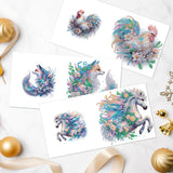 6pcs Diamond Art Painting Kit Greeting Card, Turtle Rooster Elephant 5D DIY Special Shape Diamond Greeting Card Creative Gifts, Christmas Thanksgiving Greeting Card Congratulation