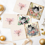 6pcs Diamond Art Painting Kit Greeting Card, Cat in the Flower 5D DIY Special Shape Diamond Greeting Card Creative Gifts, Christmas Thanksgiving Greeting Card Congratulation