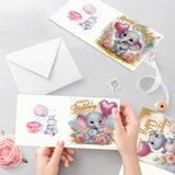 6pcs Diamond Painting Kit Greeting Card, Little Elephant Fawn 5D DIY Diamond Handmade Holiday Greeting Card with Envelope, Christmas Gift Congratulations