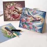 6 pcs Diamond Art Painted Greeting Card, Flower Love 5D DIY Special Shape Diamond Card Creative Gift, Christmas Thanksgiving Greeting Card Congratulation