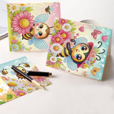 6pcs Diamond Art Painting Kit Greeting Card, Bee in the Sea of Flowers 5D DIY Special Shape Diamond Greeting Card Creative Gifts, Christmas Thanksgiving Greeting Card Congratulation