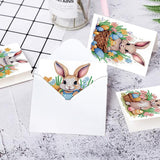 6pcs Diamond Painting Kit Greeting Card, Rabbit 5D DIY Diamond Handmade Holiday Greeting Card with Envelope, Christmas Gift Congratulations