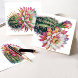 6pcs Diamond Art Painting Set Greeting Card, Cactus Flower 5D DIY Special Shape Diamond Greeting Card Creative Gifts, Christmas Thanksgiving Day Greeting Card Congratulation