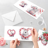 6pcs Diamond Painting Kit Greeting Card, Love Bunny 5D DIY Diamond Handmade Holiday Greeting Card with Envelope, Christmas Gift Congratulation