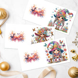 6pcs Diamond Art Painting Kit Greeting Card, Long Hair Gnome 5D DIY Special Shape Diamond Greeting Card Creative Gifts, Christmas Thanksgiving Greeting Card Congratulation