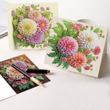 6pcs Diamond Art Painting Kit Greeting Card, Peony Flower 5D DIY Special Shape Diamond Greeting Card Creative Gifts, Christmas Thanksgiving Greeting Card Congratulation
