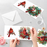 6pcs Diamond Painting Kit Greeting Card, Red Bird 5D DIY Diamond Handmade Holiday Greeting Card with Envelope, Christmas Gift Congratulation