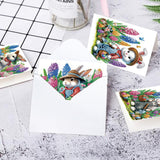 6pcs Diamond Art Painting Kit Greeting Card, Hat Bunny 5D DIY Diamond Handmade Holiday Greeting Card with Envelope, Christmas Gift Congratulation